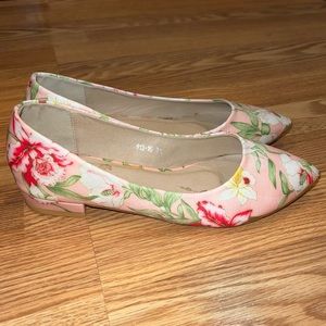 LL Tong Paris Pink Leather‎ floral print Ballet Flats size 38